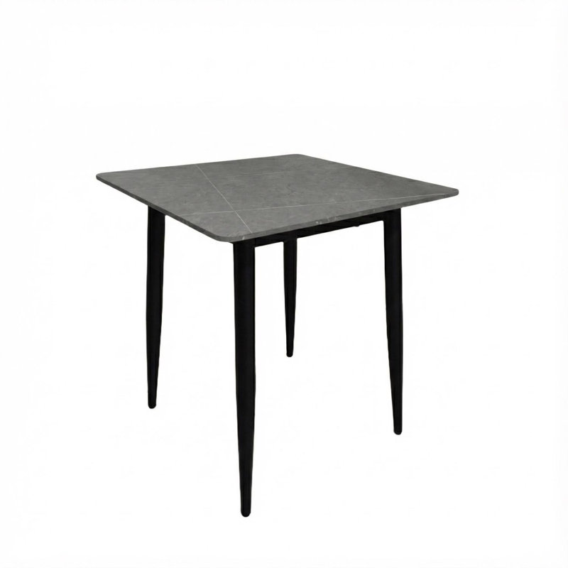 3 Piece Marble Effect Square Dining Table & Chairs Set, Green, Grey