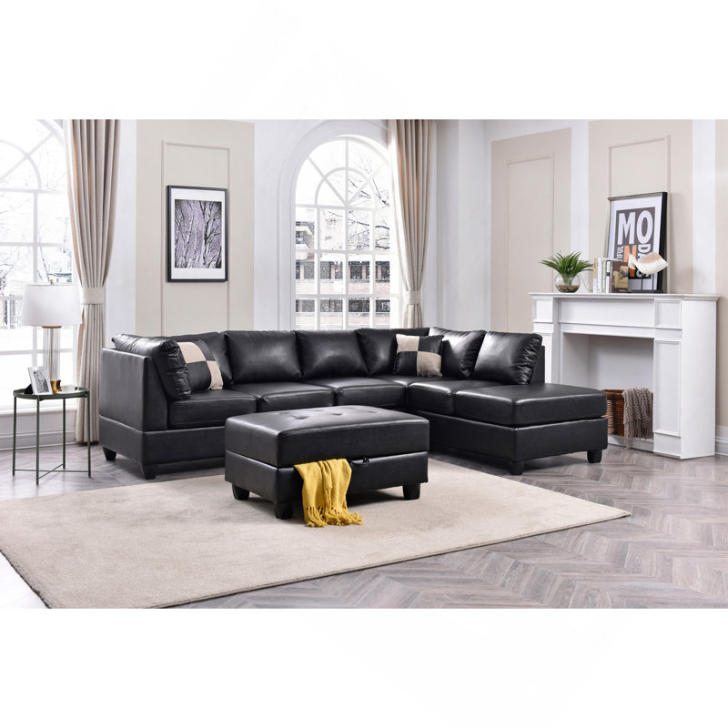 Malone Sectional ( 3 Boxes) , BLACK