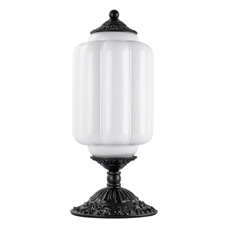 Lampe de table 1 lumière à abat-jour avec abat-jour en verre laiteux Buckminster pour chambre à coucher, Blanc