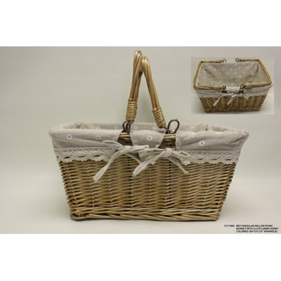 Panier de pique-nique avec doublure en tissu rectangulaire willow