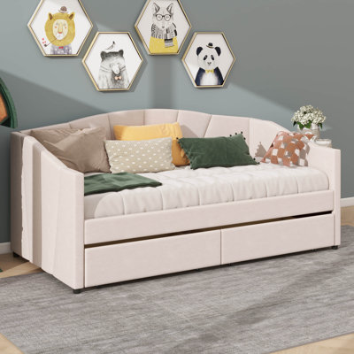Upholstered Twin Size Daybed With Dual Drawers by Red Barrel Studio