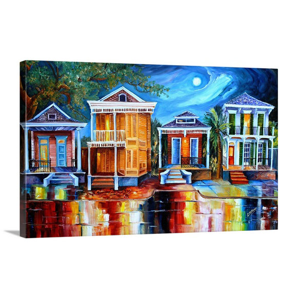 «Moon Over New Orleans» par Bebe, reproduction d'art, H 15 po x l 24 po x P 1,5 po, Toile