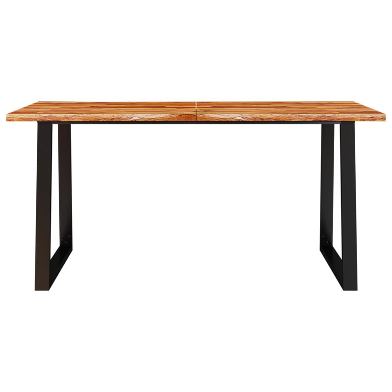 Metamora Acacia Solid Wood Top Metal Base Dining Table, 75 x 160 x 80 cm