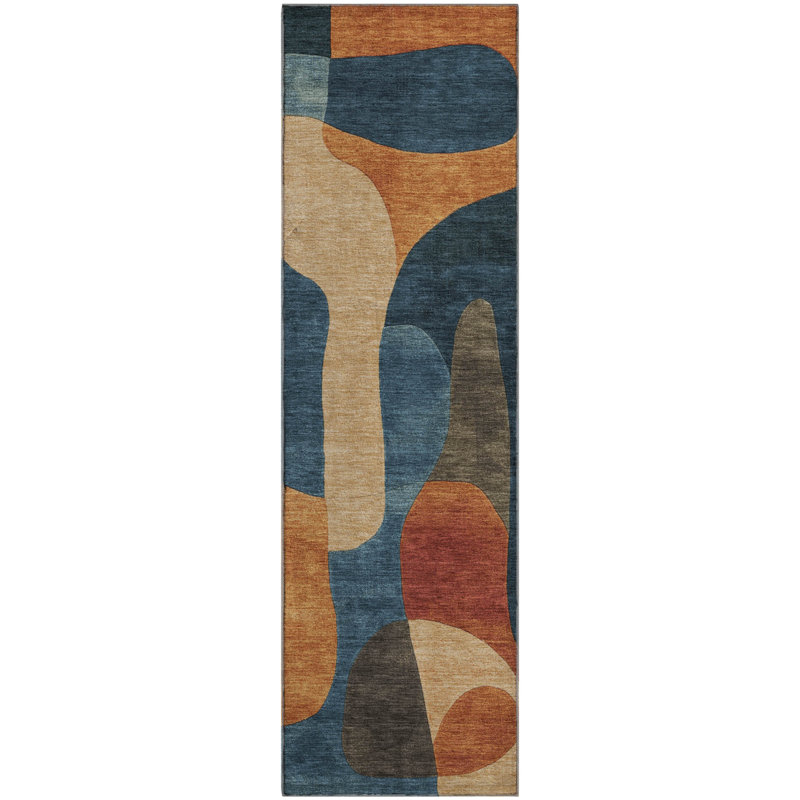 Tapis abstrait lavable à la machine de qualité supérieure Mayfield AMF1867, Tapis de couloir 2 pi 3 po x 7 pi 6 po