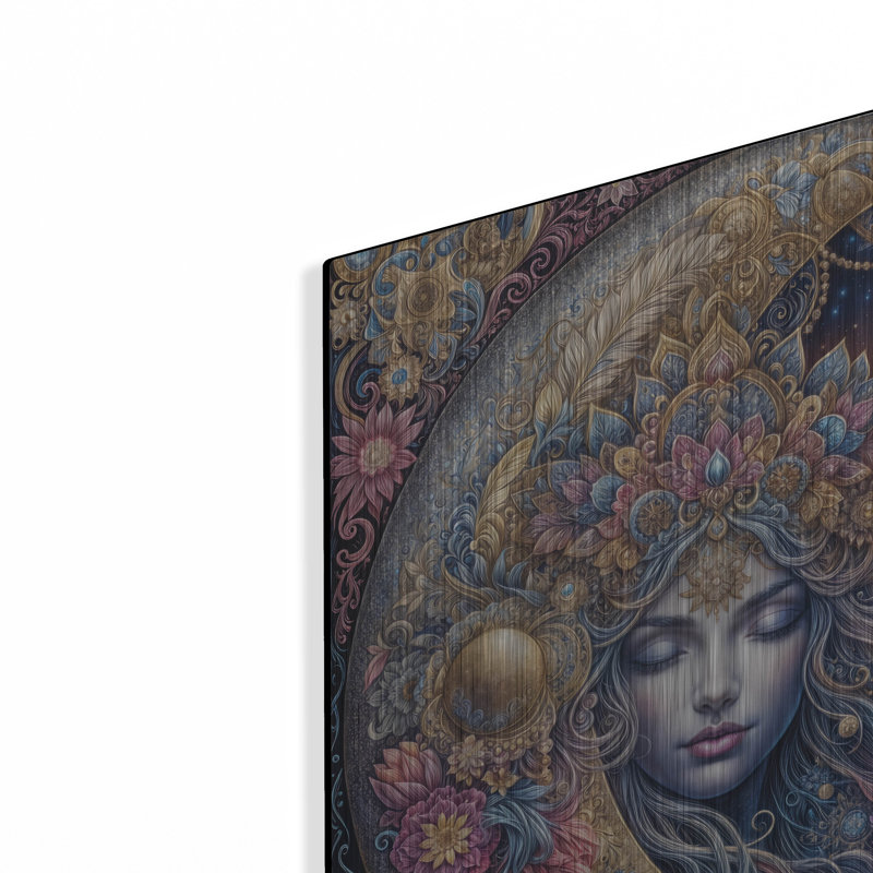 «Sleeping Moon» par Rey Klimt, art mural en métal, 36 po x 36 po, H 24 po x l 24 po