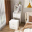 Coiffeuse 3 en 1 avec miroir à DEL et tabouret de rangement - coiffeuse de maquillage compacte avec 4 tiroirs, armoire de rangement et tabouret caché, panneau de densité blanc, bibliothèque ouverte pour l'organisation de la chambre à coucher