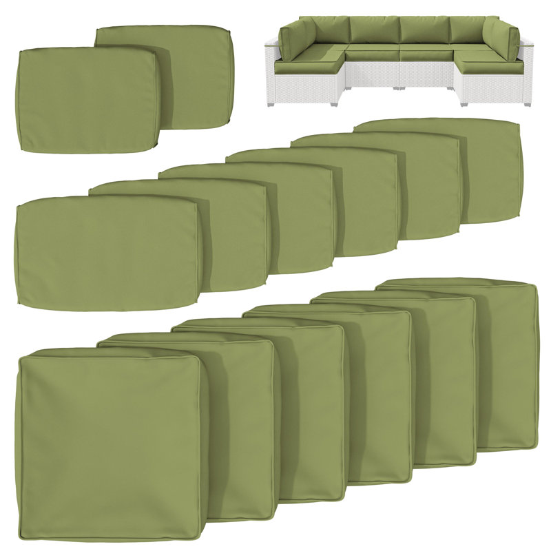 Housse de coussin pour groupe de sièges d'extérieur 14 pièces, seulement 14 housses, Vert clair