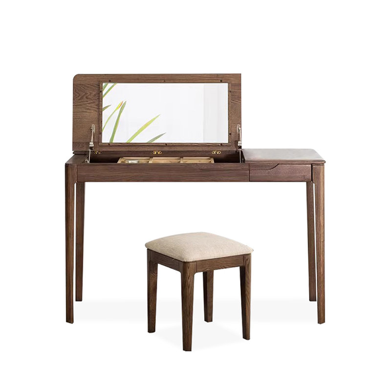 Coiffeuse avec miroir lumineux, 1 tiroir, 1 chaise