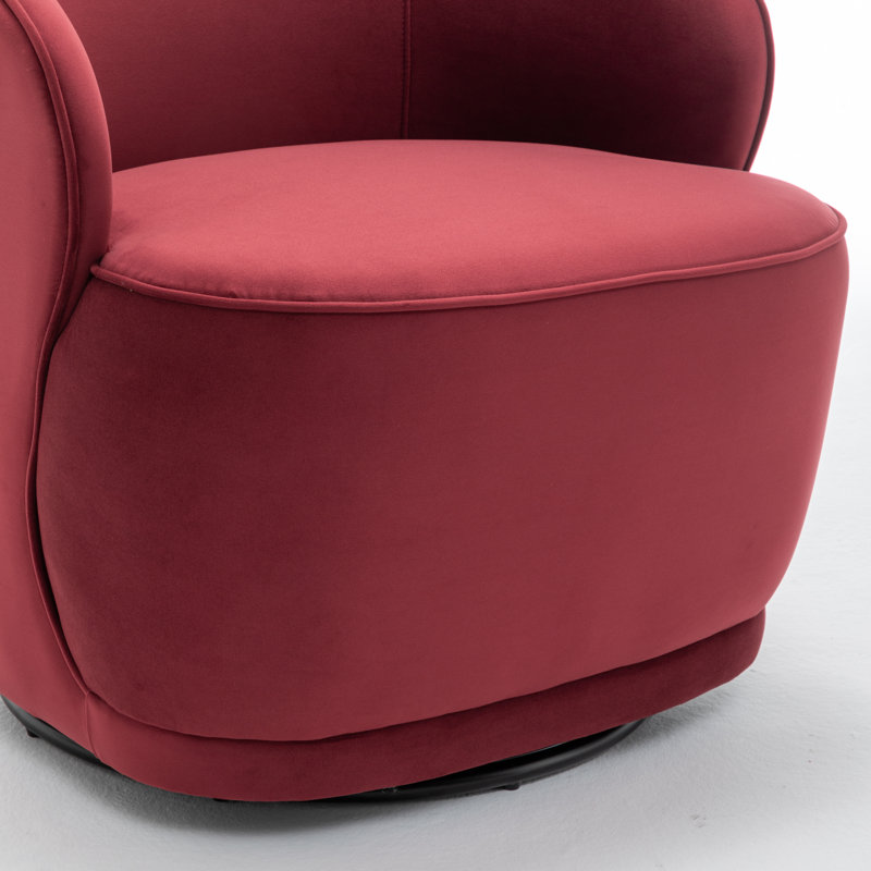 Fauteuil demi-tonneau pivotant en velours Stith, Rouge