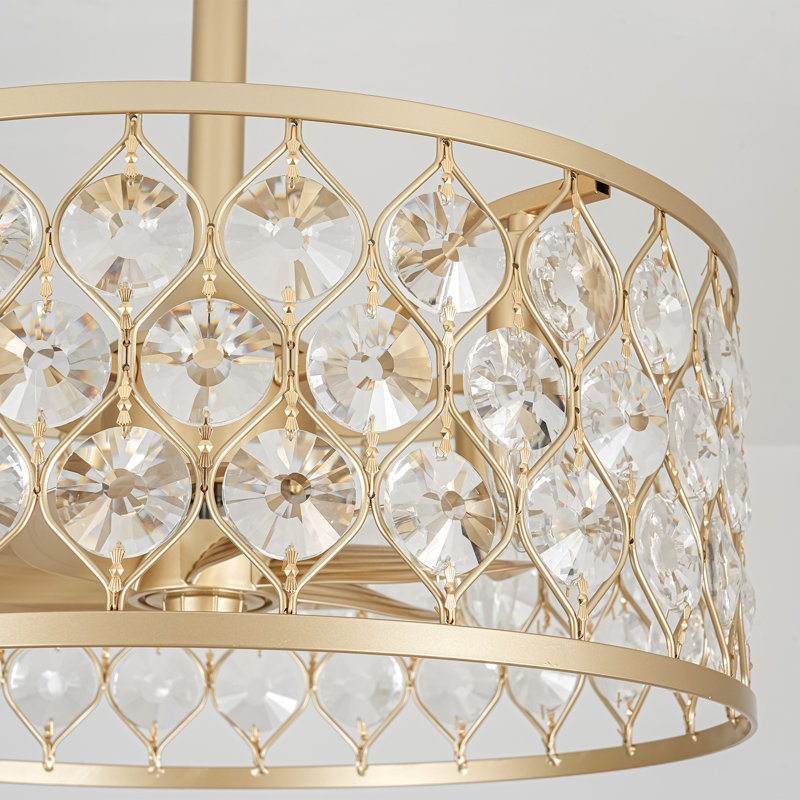Ventilateur de plafond cylindrique en cristal 4 lumières 18,5 "avec télécommande pour le salon