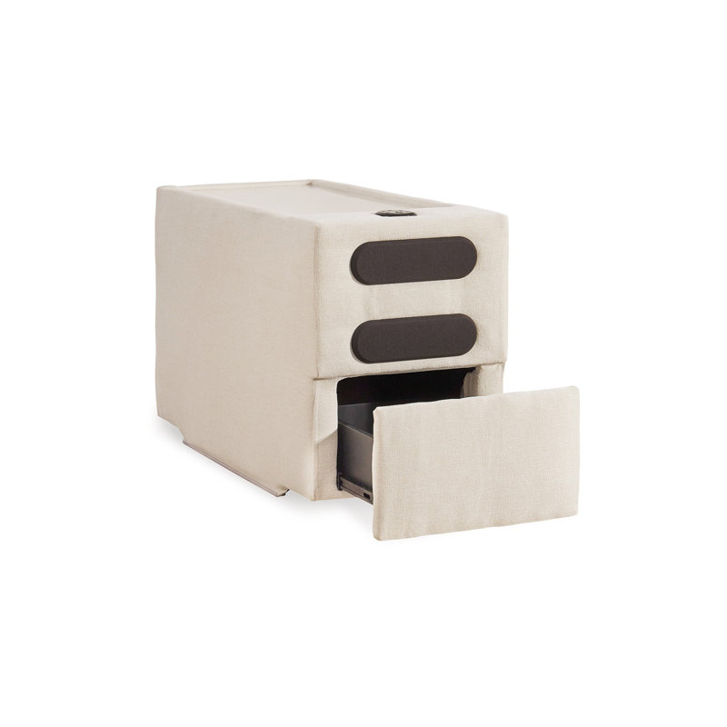 Meso Modular Console Side Table, Audio System, Spice, 37 Inch, Ivory