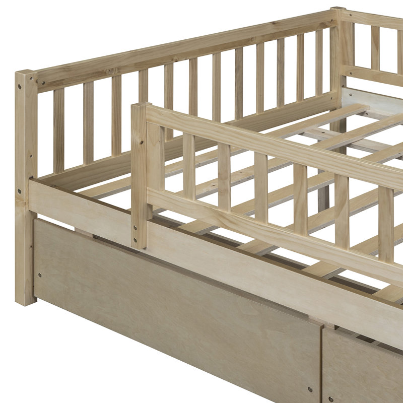 Daybed Wood Bed With Two Drawers, Cream, Full
