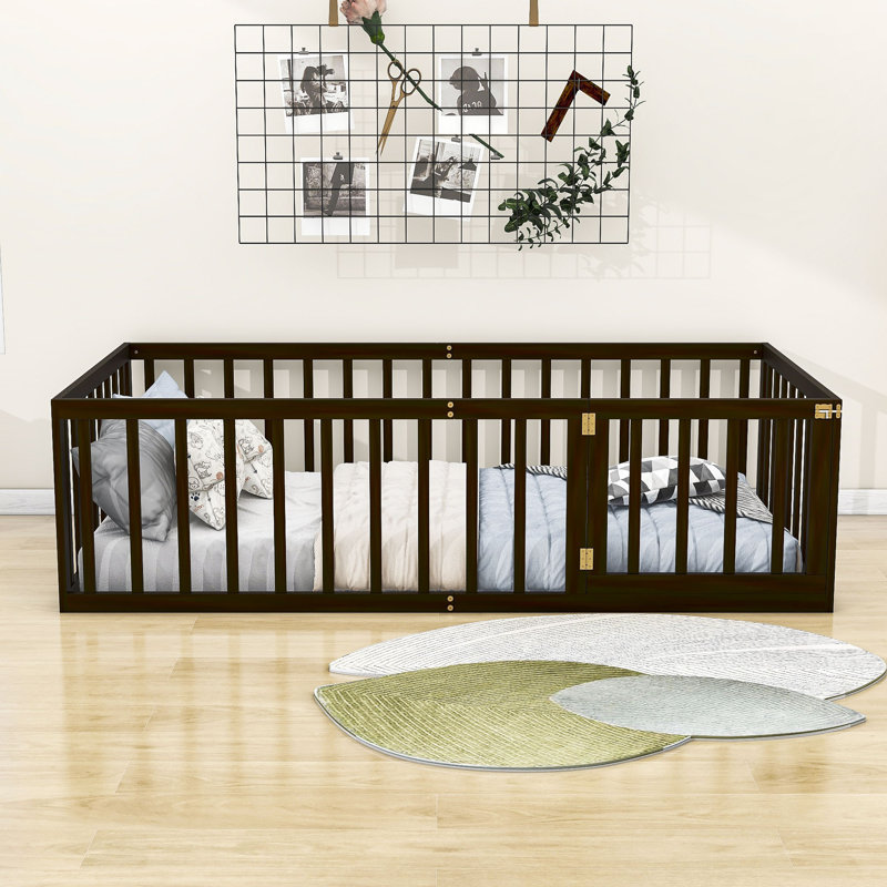 Guerriero Wooden Daybed Frame with Fence, Walnut, Twin