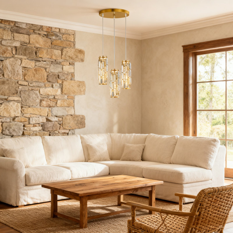 Lustre suspendu en cristal 3 lumières Modern