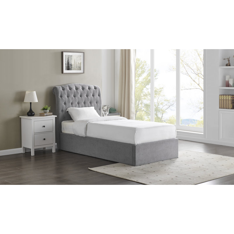 Campbell Upholstered Ottoman Storage Bed, Single (3'), Grey