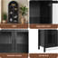 Une armoire de rangement arquée haute avec une lampe, une armoire de rangement en bois de style rétro moderne avec des cloisons en verre réglables, peut être utilisée comme armoire multifonctionnelle dans les cuisines-406457124