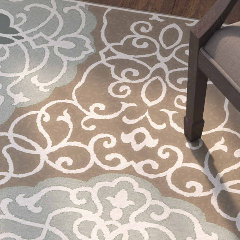 Tapis décoratif gris/brun Touffeté à la main de style oriental Spenser, Rectangle 9 pi x 13 pi