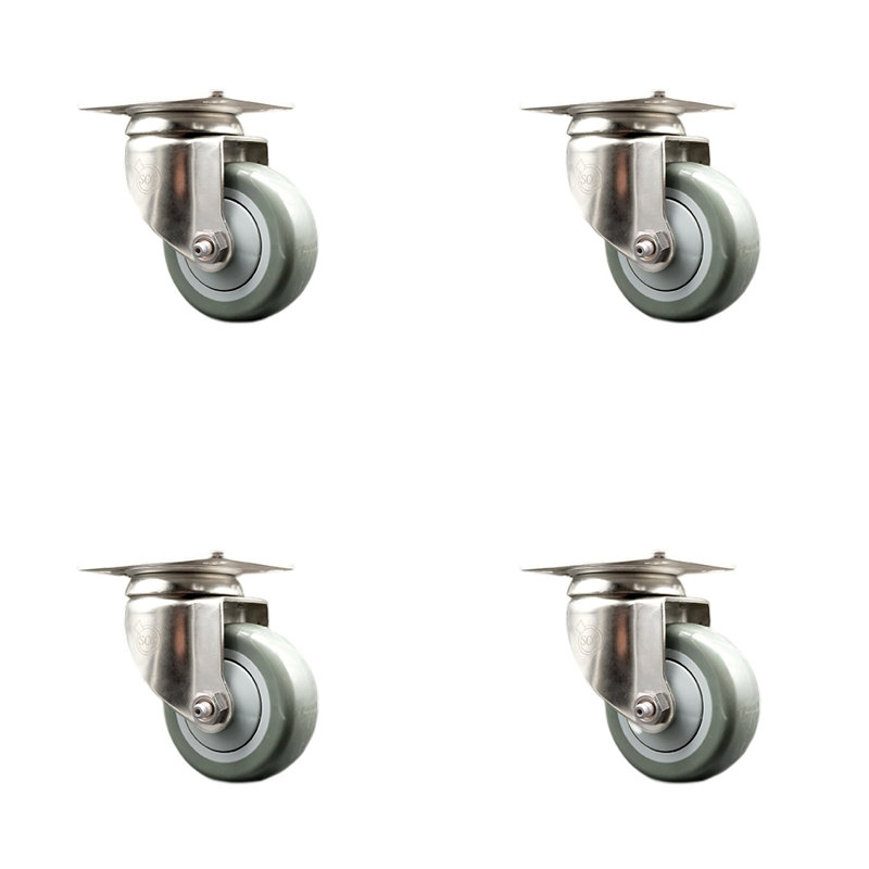 Roulettes en polyuréthane, gris