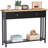 Solid Wood Console Table With 2 Fabric Drawers, Entryway Table With 2 Storage Shelves, Sofa Table For Entryway, Hallway, Living Room, Kitchen Or Behind Couch In Foyer, Black