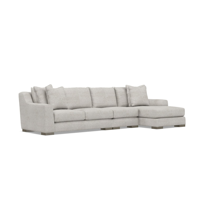 Chaise Sectional, Light Gray Polyester, Right Hand Facing, 35" H x  135" W x 63.5" D