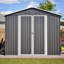 8 pi x 12 pi, gris, sécuritaire, métal, rangement extérieur, structure en aluminium, grande pièce, tondeuses à gazon, porte à deux portes, rangement pour outils de jardin en métal verrouillable, à fixation rapide et rapide, beaucoup de place pour les vélos, portes doubles