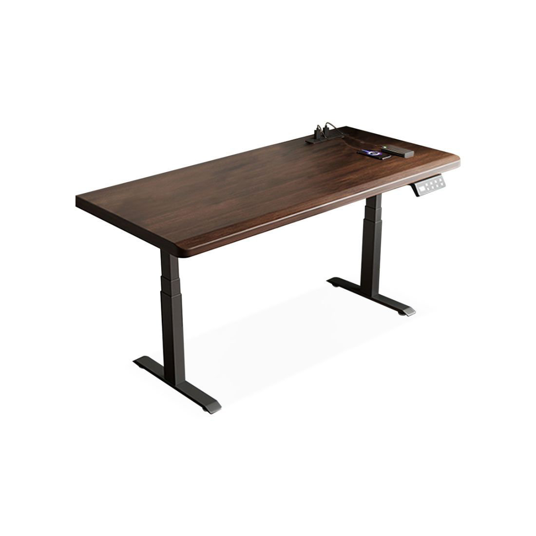 East Urban Home Black Walnut Rectangular Solid Wood Standing desk ...