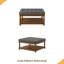 Grande table basse carrée avec repose-pieds en lin capitonné et grand repose-pieds avec tablette en bois massif-1147193947-1147193949