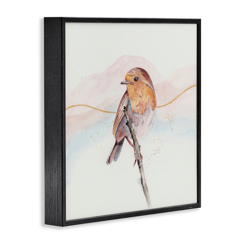 Songbird perché subtilement encadré, estampe numérique, design par Cady, Giclée encadrée noir minuit, H 24 po x l 24 po