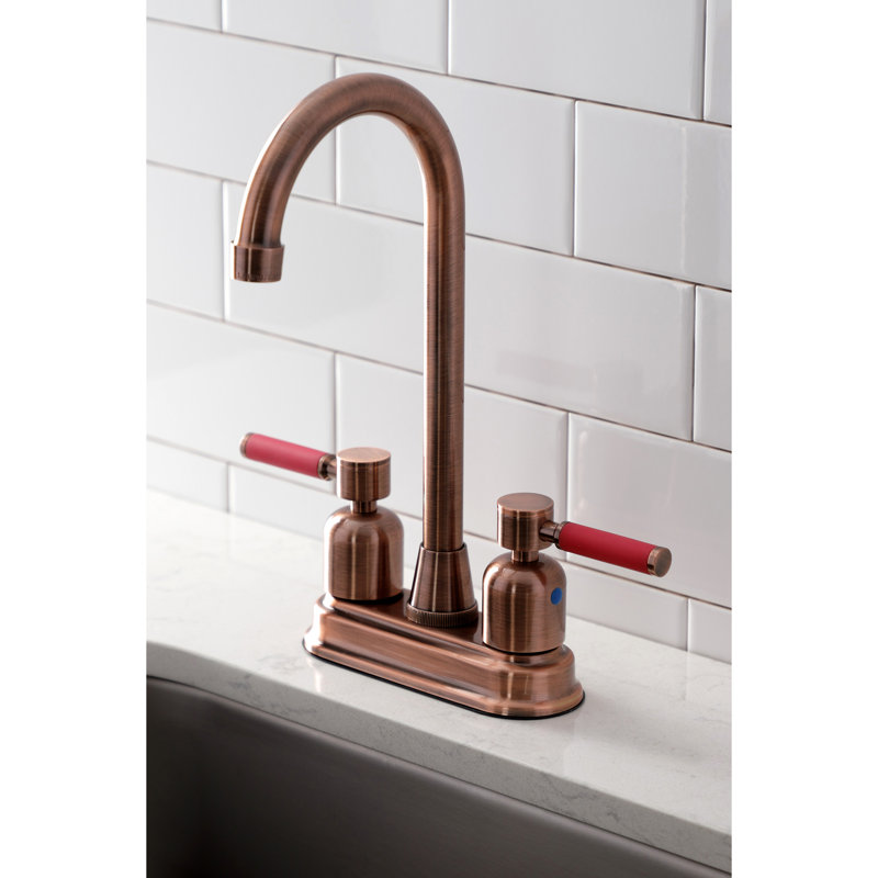 Kingston Brass Kaiser Two-Handle 2-Hole Deck Mount Bar Faucet, Antique Copper