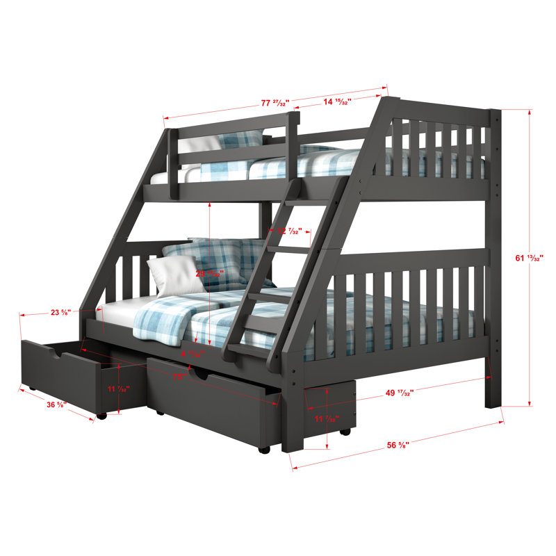 Dubbo Solid Wood Standard Bunk Bed by Harriet Bee, Twin Over Full