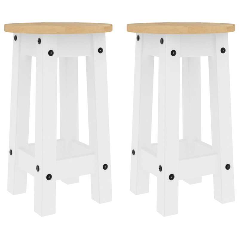 Abiramy Solid Wood Counter Stool, White