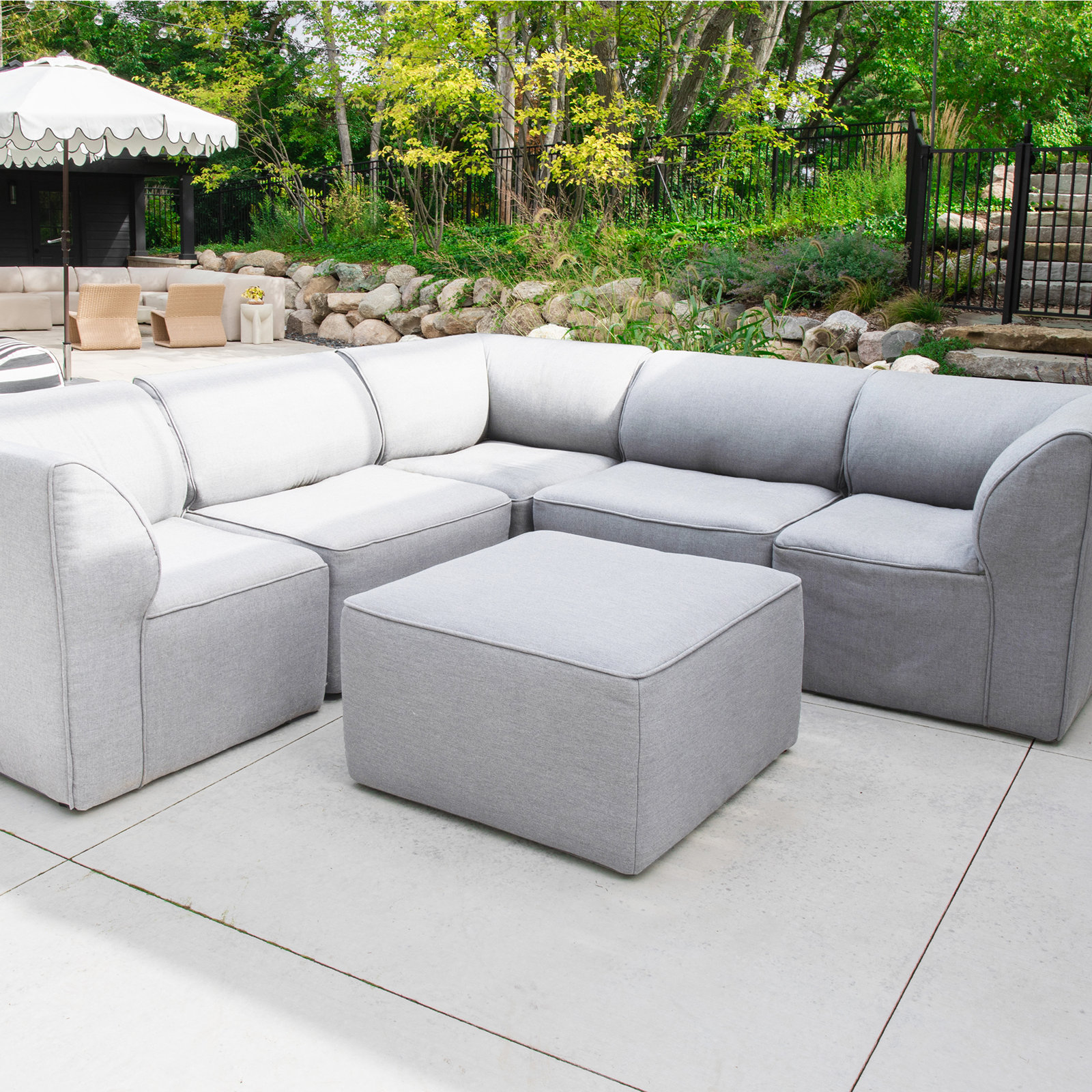 Big Joe Patio 6 Piece Outdoor Sectional, Fresh Gray