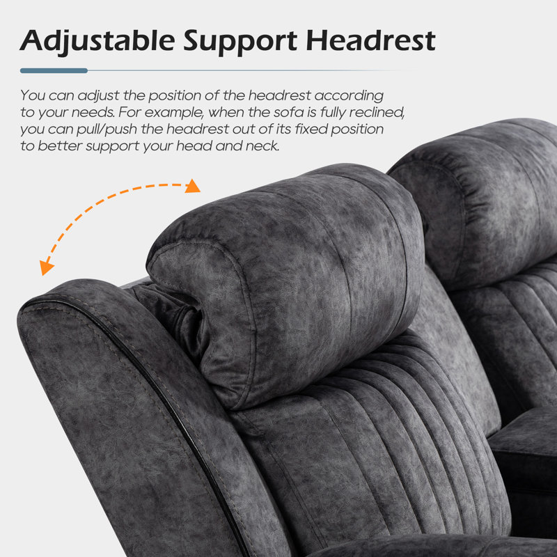 Zero Gravity Power Reclining Loveseat with Adjustable Headrest, Reclining Loveseat with Console, Gray