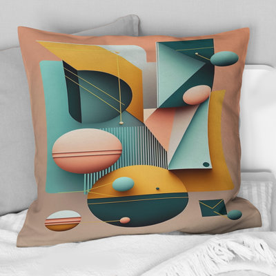 Retro Elementary Geometrics II - Abstract Geometric Printed Throw Pillow