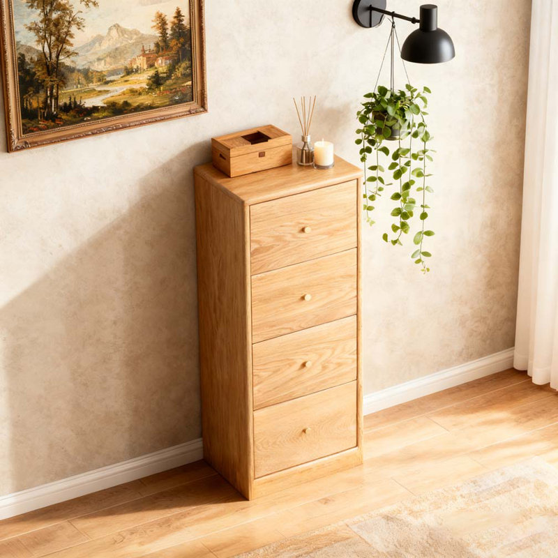 Solid Oak Bedside Table Storage Cabinet