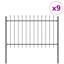 Clôture de jardin vidaXL 9 pièces gris 50,20 x 3,94 pi en acier thermolaqué