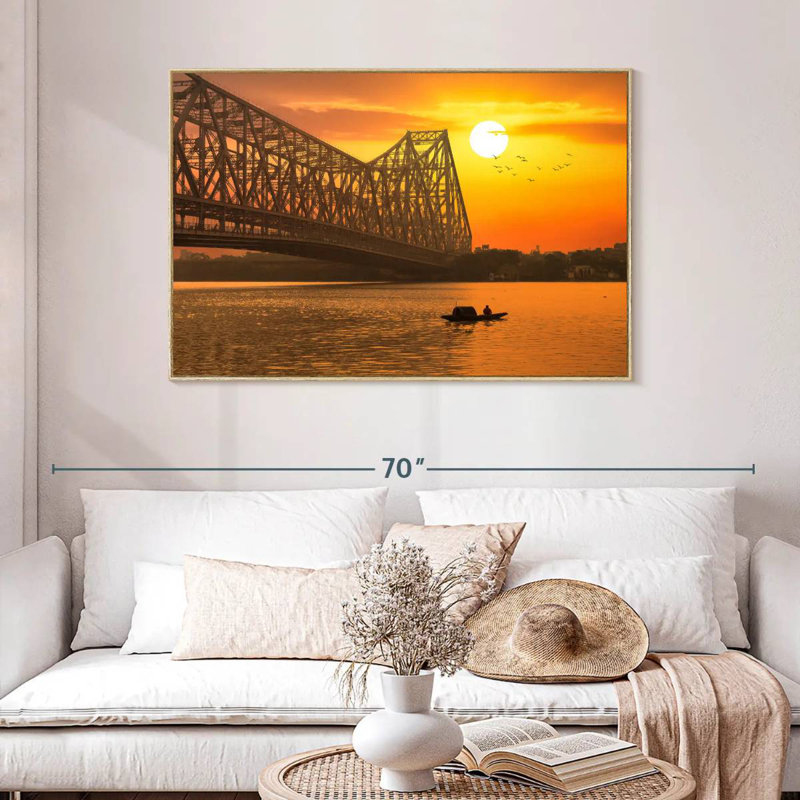 Pont Howrah, Cadre flottant en bois naturel, 46 po x 31 po