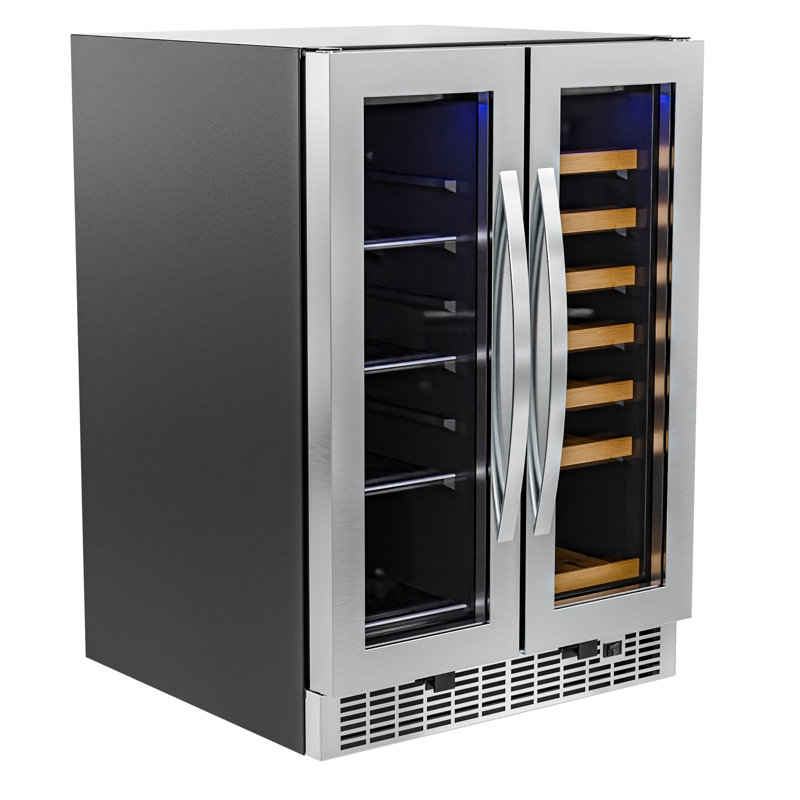 Koolmore 24 in. Width 21 Bottles and 60 Cans Dual Zone Freestanding/Built-In Wine & Beverage Refrigerator.
