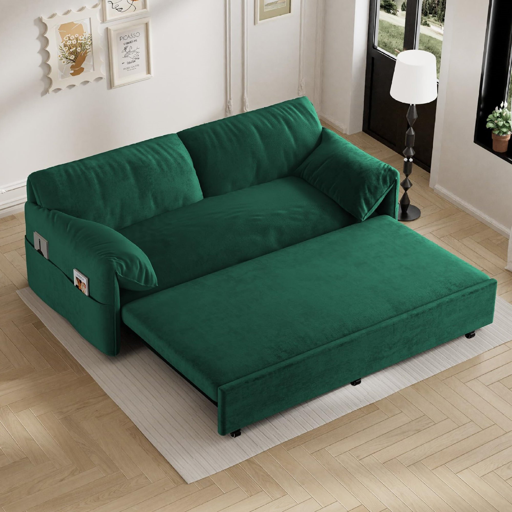 Flum 66“ Queen Size Convertible Sleeper Sofa Bed Pull-Out Futon Loveseat