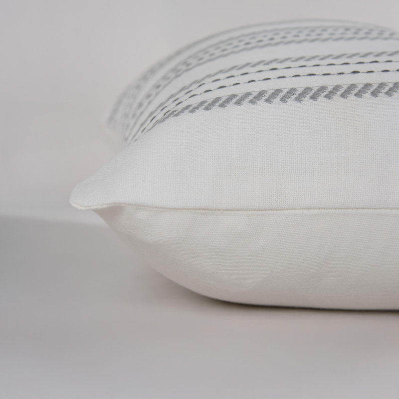 100% Cotton Down Filled Throw Pillow, White/Gray, Polyester
