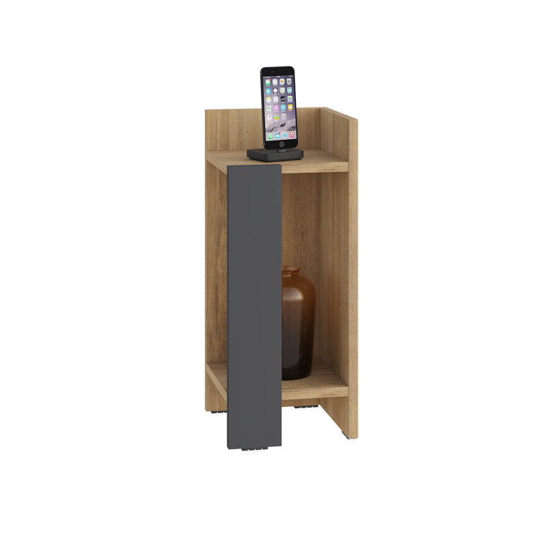 Lochlan Modern Compact Nightstand Bedside Table 25 x 27 x 60cm  Bedroom Furniture, Oak/Anthracite, Right Orientation