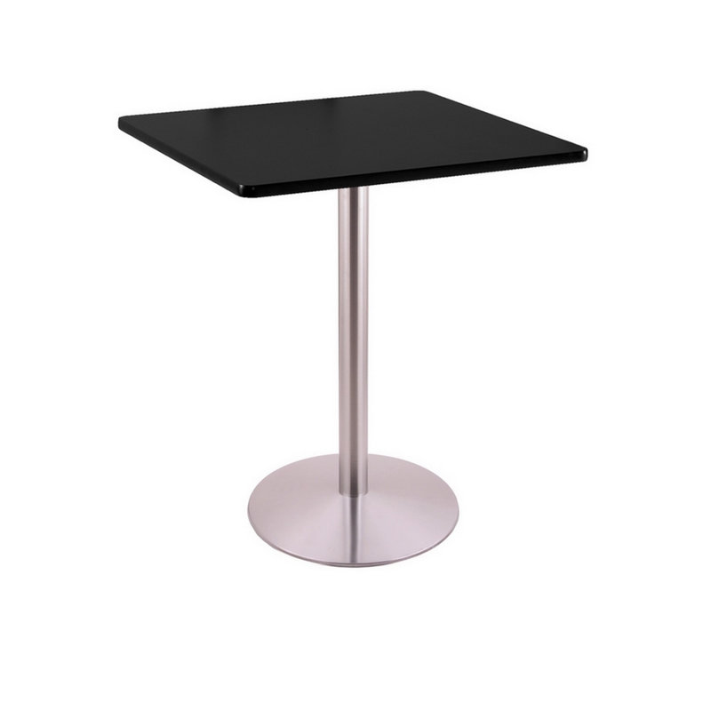 Bar Height Pedestal Table, 30" x 30", Stainless