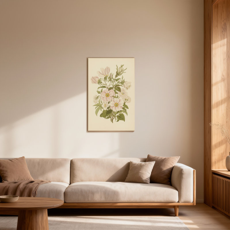 Plantes et fleurs délicates fleurs roses avec feuilles vertes, H 18 po x l 12 po