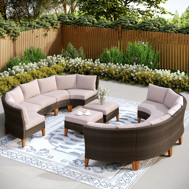 Aysheia All Weather Wicker/Rattan 12 - Person Seating Group with Cushions, Beige
