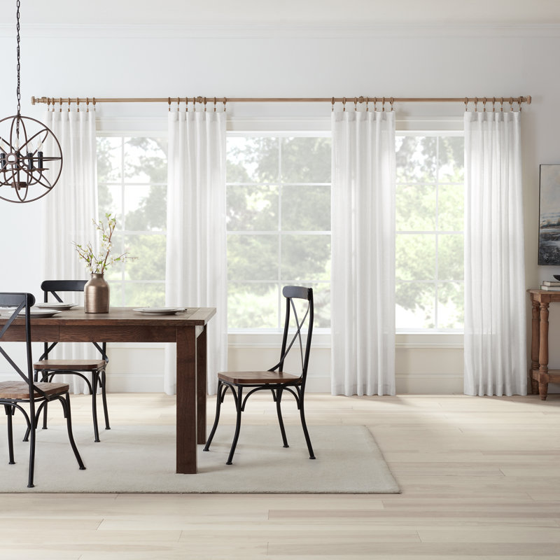Weathered Oak Farmhouse Adjustable Curtain Rod Set with Square Finials