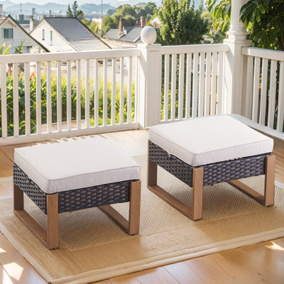 Allcot Polyethylene (PE) Wicker Outdoor Ottoman