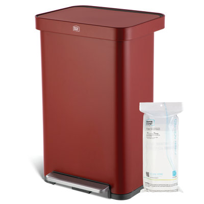 Grande poubelle de cuisine en acier inoxydable 19 gallons avec couvercle à fermeture douce et rebord à collerette
