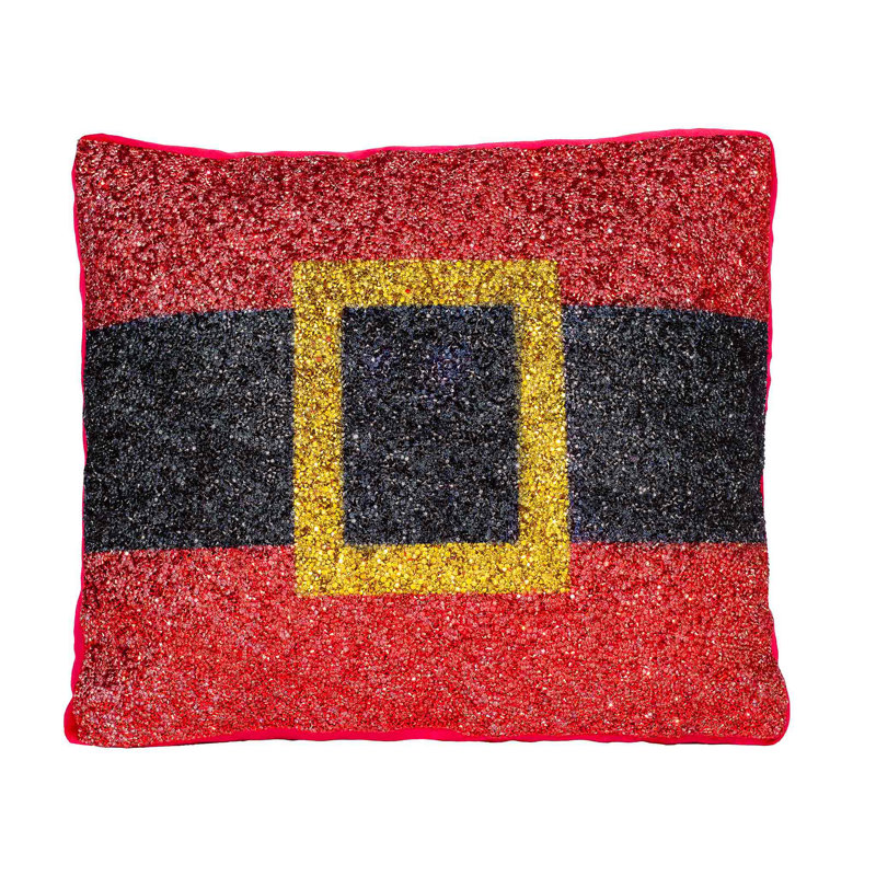 Coussin Sparkles Home | Velours rouge | Strass | Décoration des Fêtes 16 po x 14 po