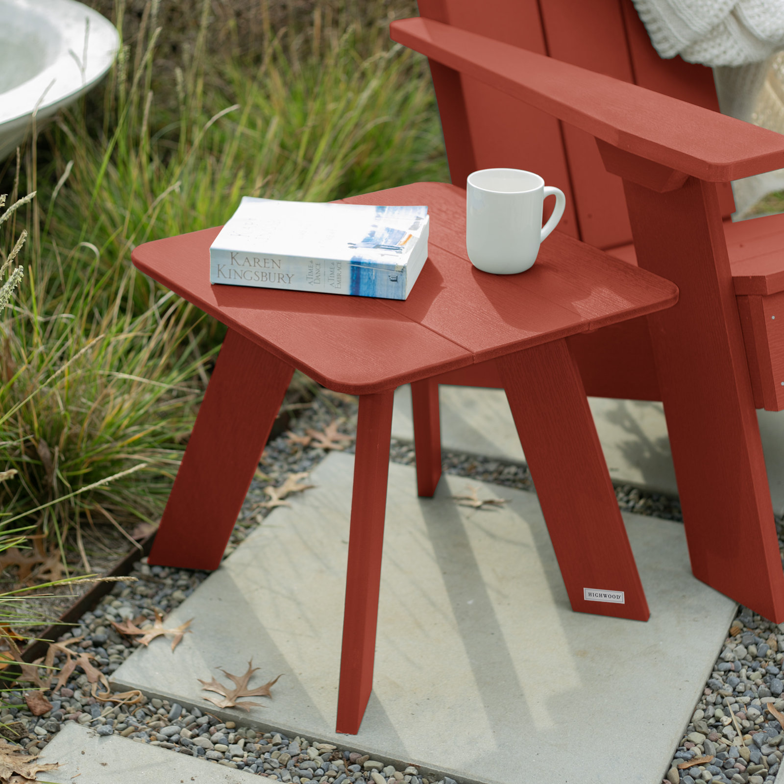 Byrnes 17.8'' Plastic / Acrylic Outdoor Side Table, Rustic Red