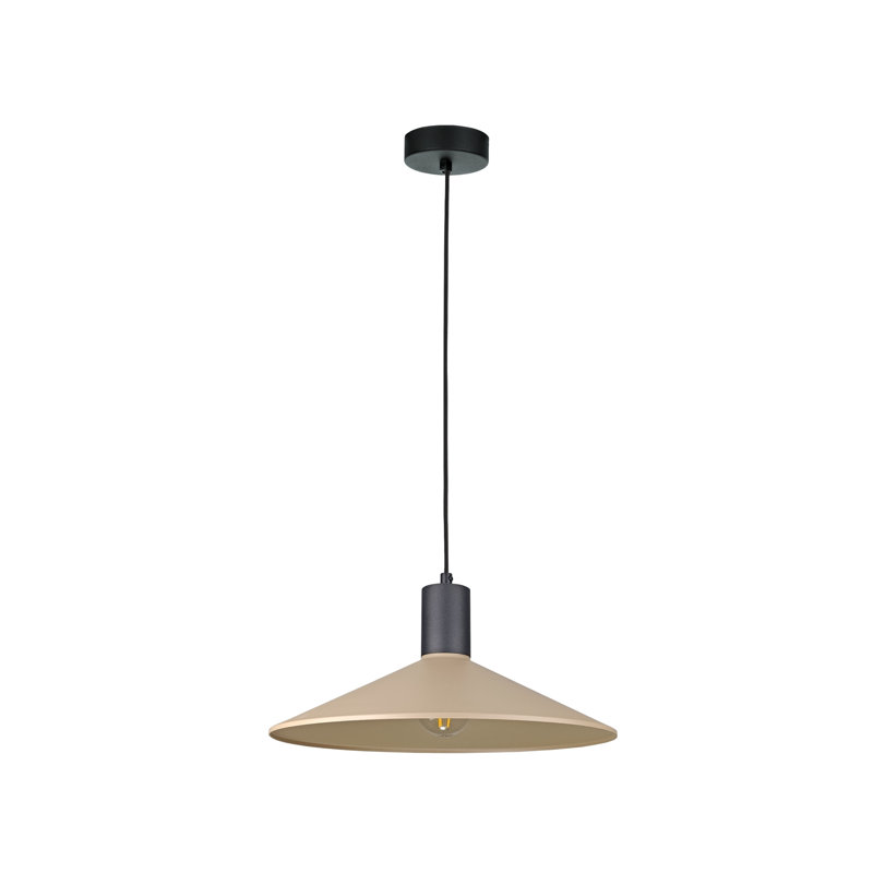 1 - Light Matte Black Dome Pendant, Black/Latte